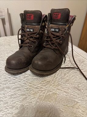 Caterpillar Brown Steel Toe Leather Ankle Work Boots